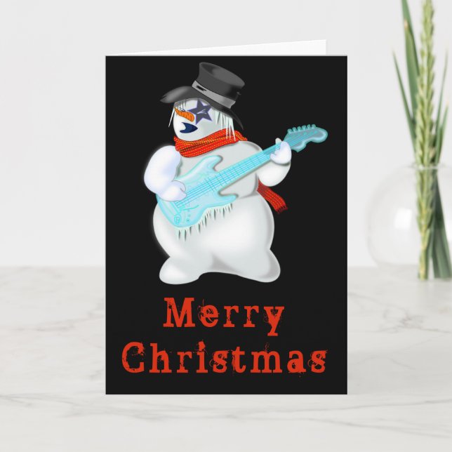 Cartão de Natal Miserável Rock Snowman (Frente)