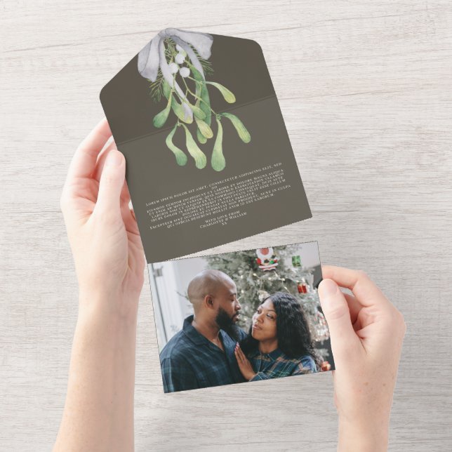 Cartão de Natal Mistletoe Elegante (Aba destacável)