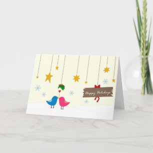 Cartão de Natal Mistletoy Birdies
