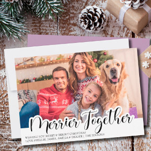 Cartão de Natal Moderno Alegre Juntos com Foto Úni