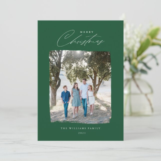 Cartão de Natal Moderno Bruto Vermelho (Em pé/Frente)