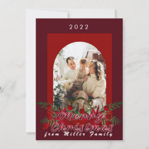 Cartão de Natal moderno cereja vermelho floral