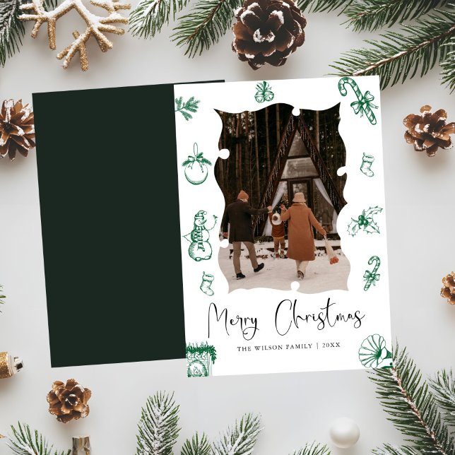 Cartão de Natal Moderno de Férias com Foto na Moda (Criador carregado)
