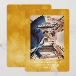 Cartão de Natal Moderno em Aquarela Amarelo do Cei