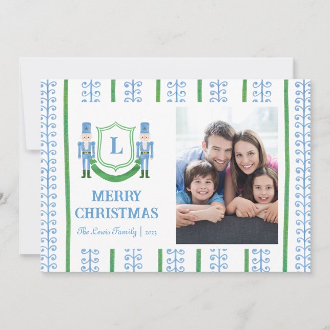 Cartão de Natal Monograma do Noz-Cracker (Frente)