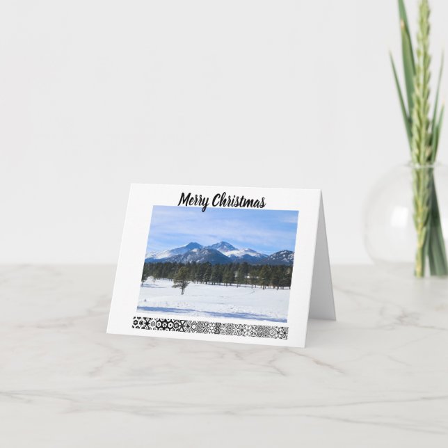 Cartão de Natal Montanhas Nevadas (Frente)