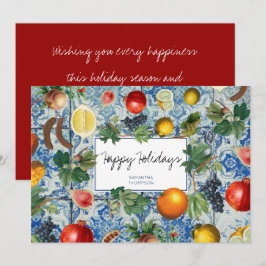 Cartão de Natal Mosaico Azul-Fruta do Mediterrâneo