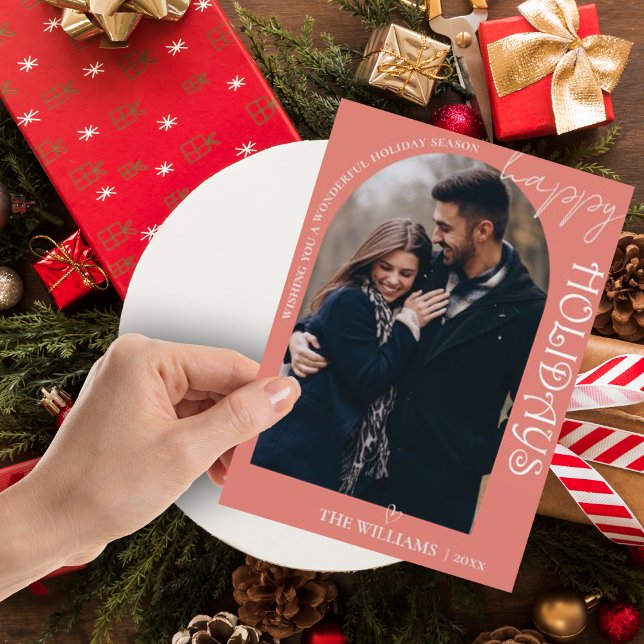 Cartão de Natal Múltiplo de Fotos Múltiplas e Boni (Minimalist Cute Multi Photo Merry Christmas Card)