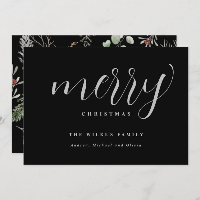 Cartão de Natal Não Fotográfico Moderno Simples El (Frente/Verso)