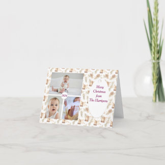 Cartão de Natal Neutro e Suave com 3 Fotografias