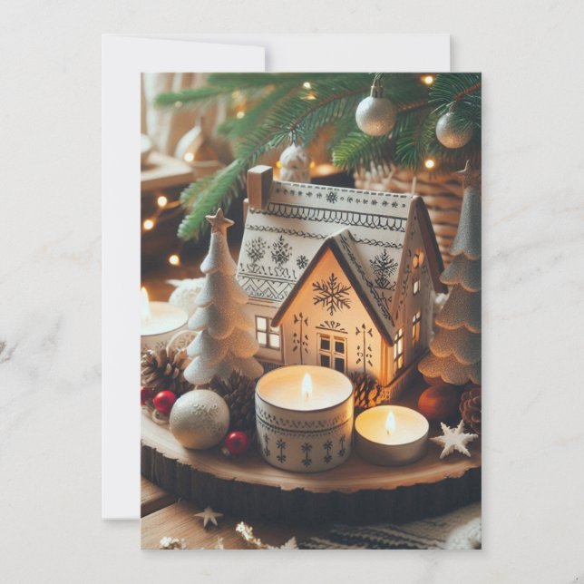 Cartão de Natal Nórdico de Férias (Frente)