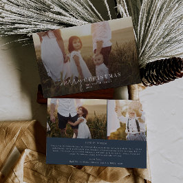 Cartão de Natal Notícias Foto Sobreposição Azul Mo