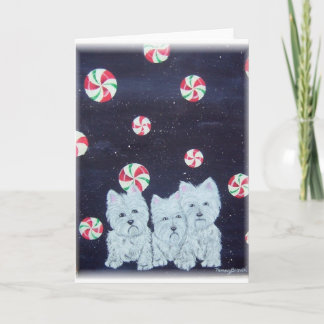 Cartão de Natal ocidental de Terrier das montanhas