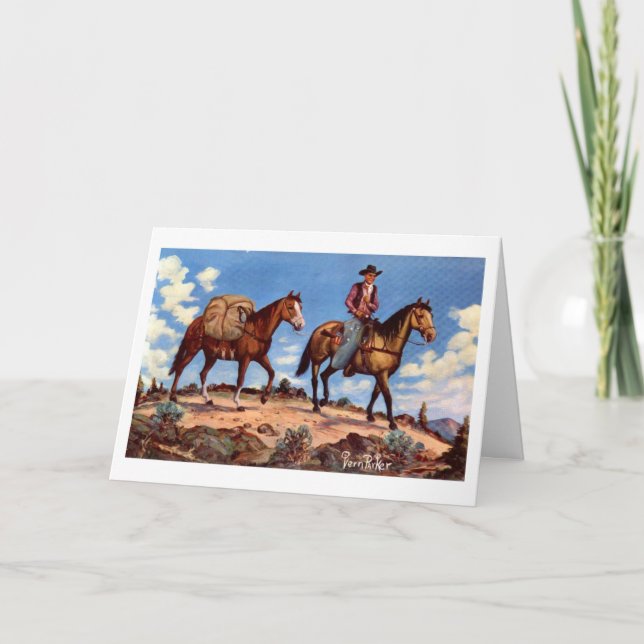 Cartão de Natal Ocidental "On Trail" (Frente)