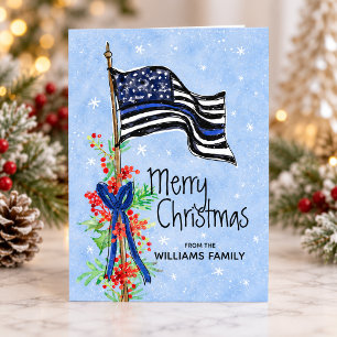 Cartão de Natal Orçamento Linha Azul Fina Bandeira