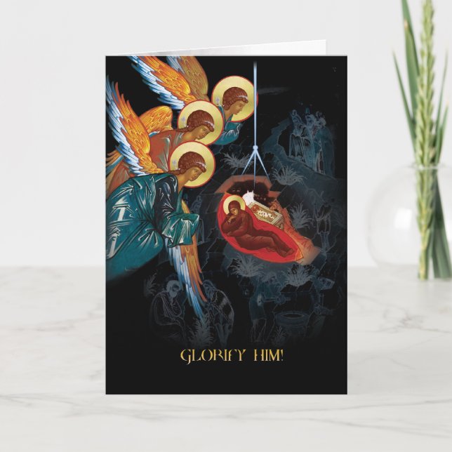 Cartão de Natal Ortodoxo para Natividade Russa (Frente)