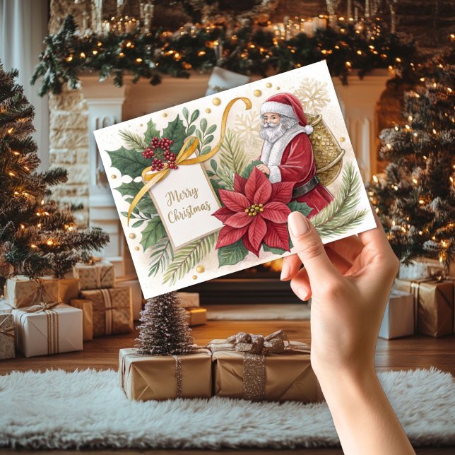 Cartão de Natal papais noeis e Poinsetta (Criador carregado)