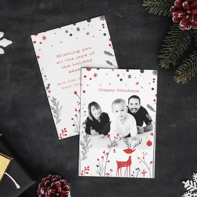 Cartão de Natal para a Família Simples Reindeer (Criador carregado)