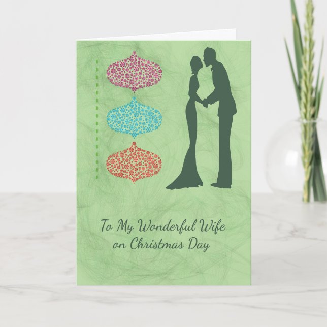 Cartão de Natal para a sua esposa com ornamentos (Frente)