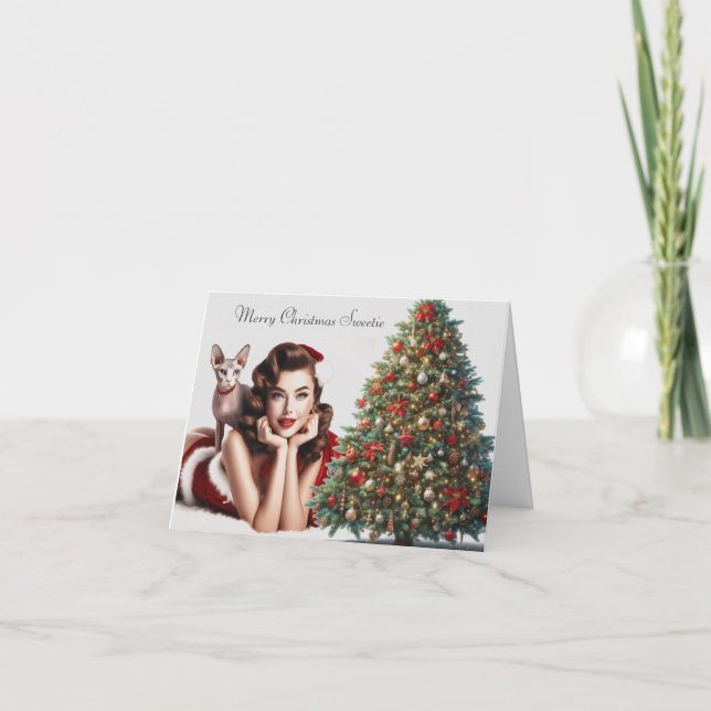 Cartão de Natal para Adultos do Sphynx Cat (Frente)