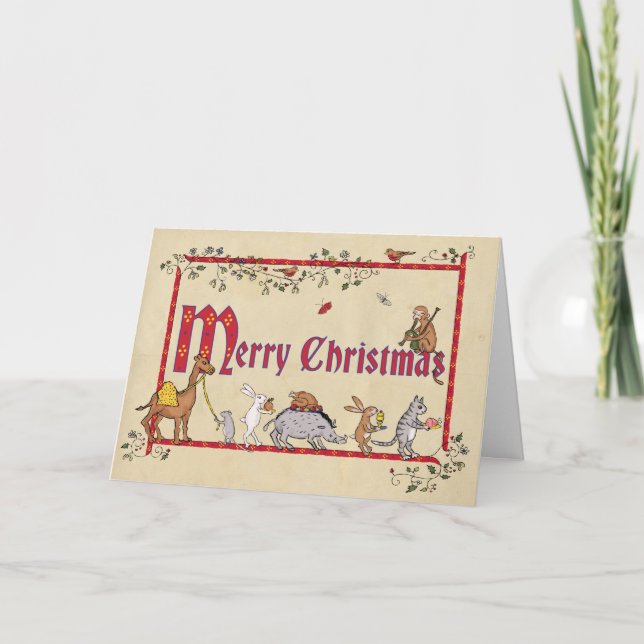 Cartão de Natal para animais medievais (Frente)