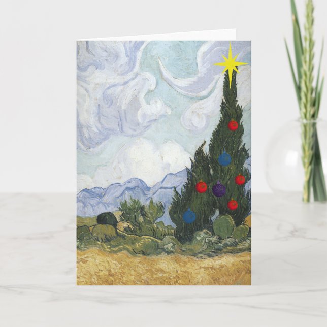 Cartão de Natal para Artistas da Cipress Van Gogh (Frente)