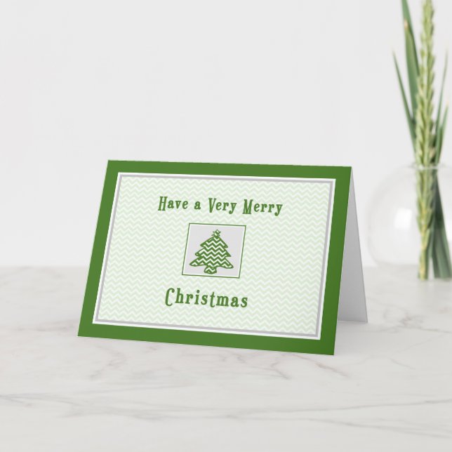 Cartão de Natal para Árvore de Stripes Chevron Viz (Frente)