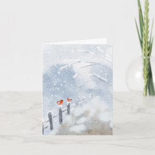 Cartão de Natal para Aves de Cores de Água