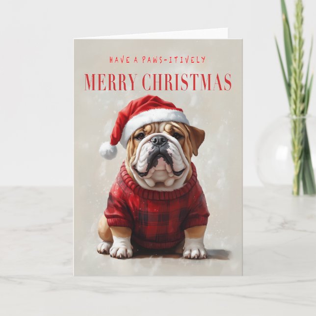 Cartão de Natal para buldogue inglês (Frente)
