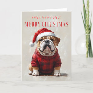 Cartão de Natal para buldogue inglês