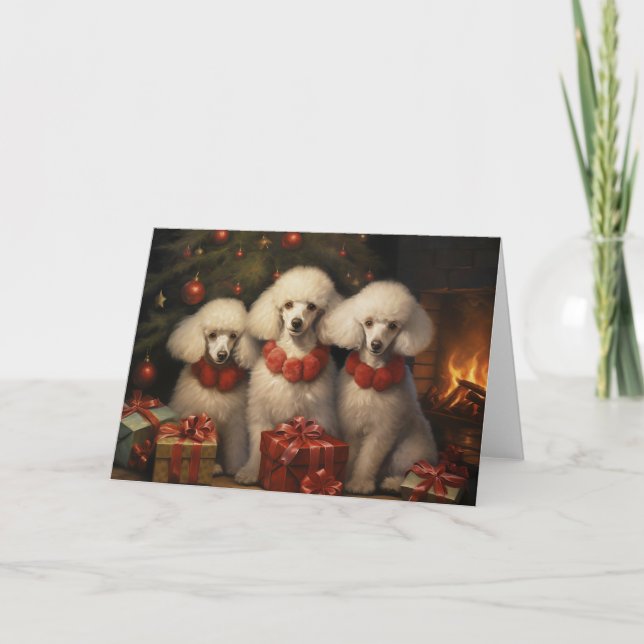 Cartão de Natal para cães de Poodle (Frente)