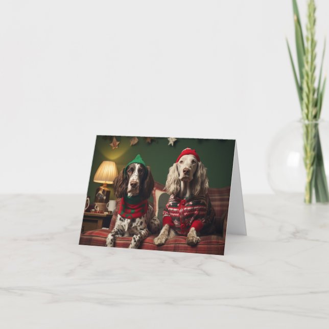 Cartão de Natal para Cães de Setter Inglês (Frente)