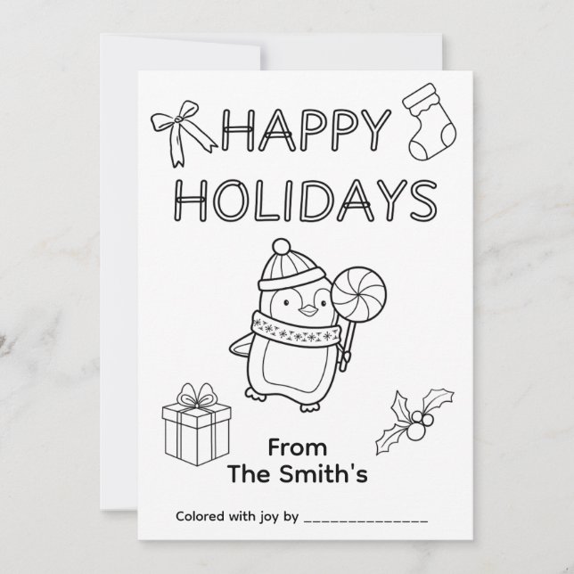 Cartão de Natal para Colorir (Frente)