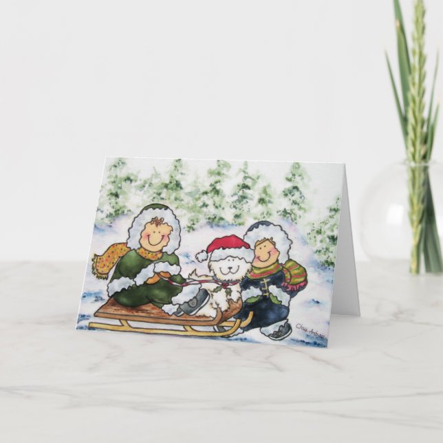 Cartão de Natal para Crianças e Bebidas (Frente)