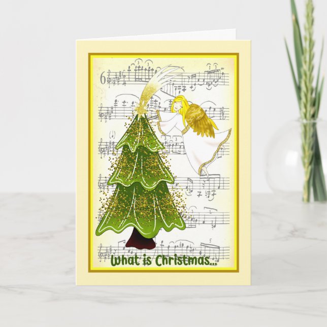 Cartão de Natal para Esposa com Angel & Tree (Frente)