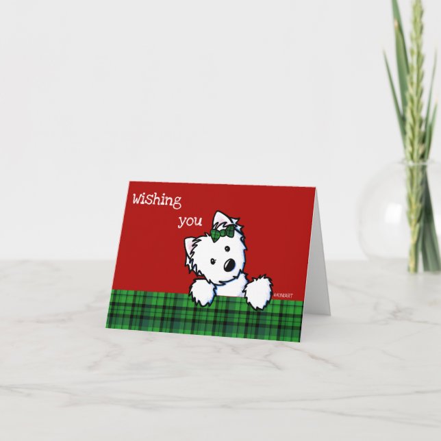 Cartão de Natal para Garota KiniArt Westie (Frente)