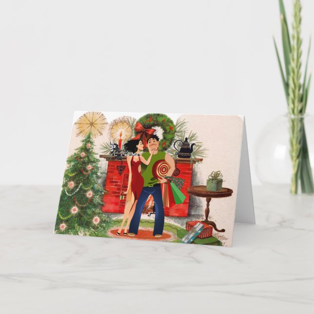 Cartão de Natal para lareiras e mulheres sexy (Frente)