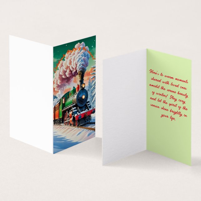 Cartão de Natal para locomotivas a vapor clássicas (Interior e exterior)