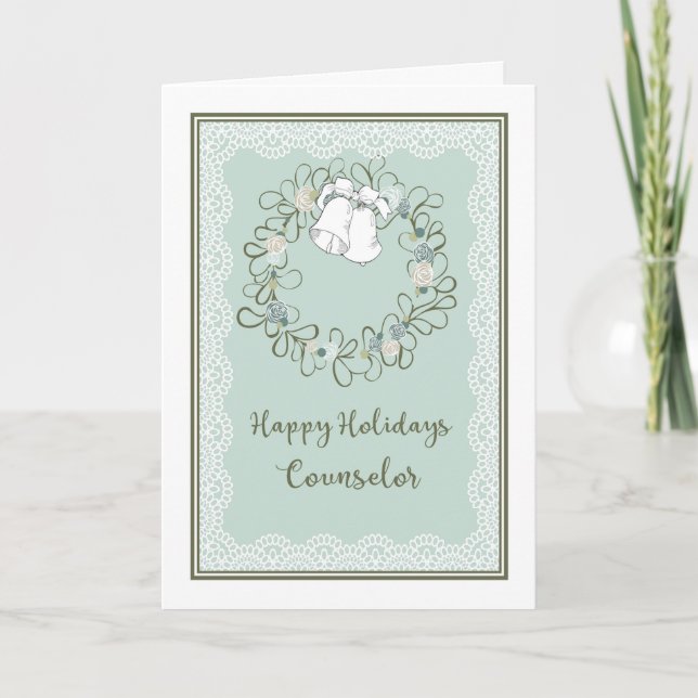 Cartão de Natal para o Conselheiro Bells e Wreath (Frente)