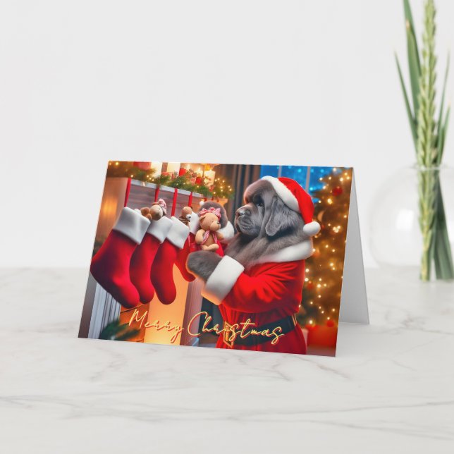 Cartão de Natal para o Enchimento de Cachorros na  (Frente)