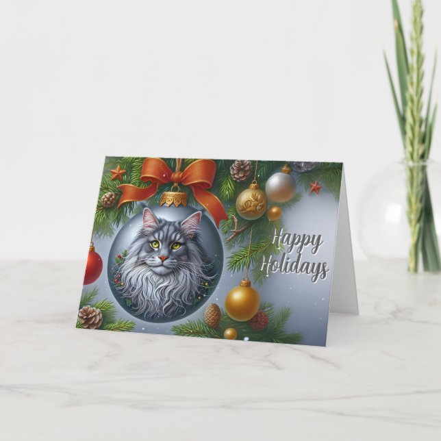 Cartão de Natal para Ornamento de Cor da Cinza Mai (Frente)