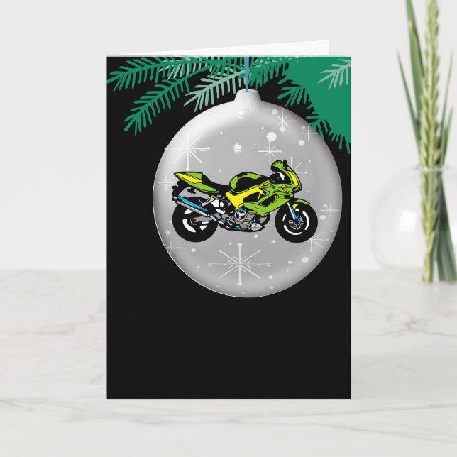 Cartão de Natal para Ornamento de Motocicleta (Frente)