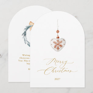 Cartão de Natal para Ornamento do Coração Elegante