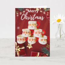 Cartão de Natal para Papais noeis de Feliz Vintage