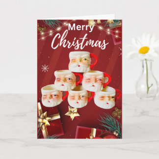 Cartão de Natal para Papais noeis de Feliz Vintage
