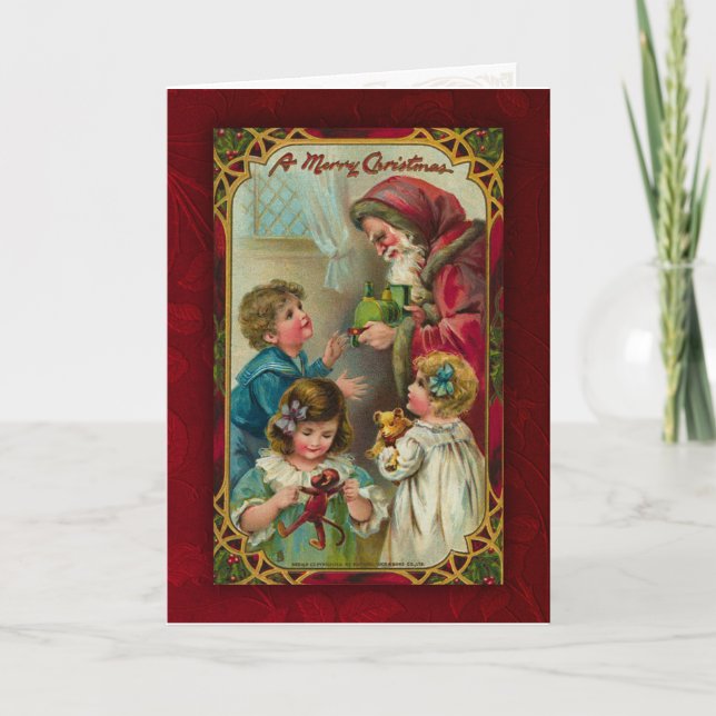 Cartão de Natal para Papais noeis Vintage (Frente)