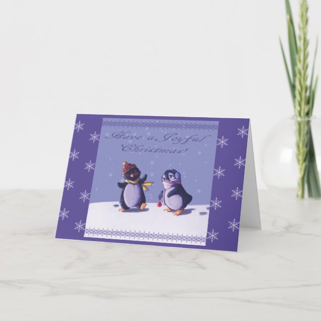 Cartão de Natal para Pinguins Joyful (Frente)