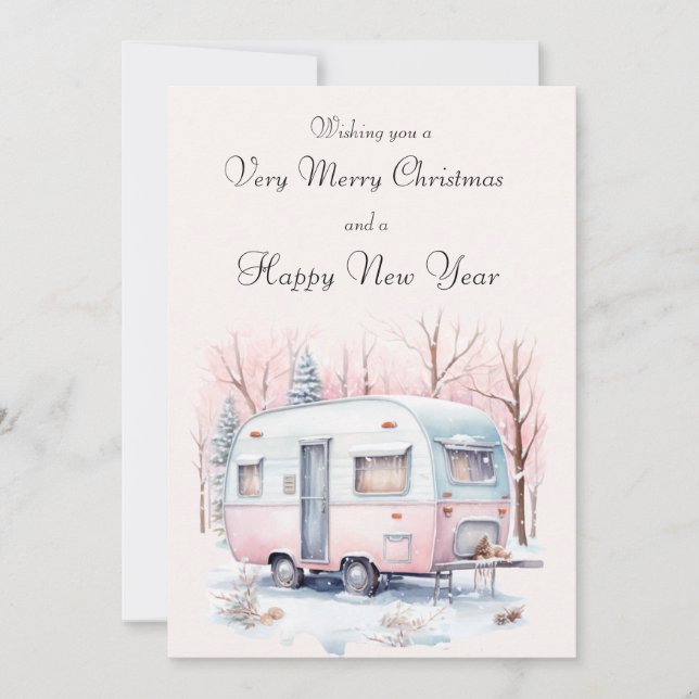 Cartão de Natal para Retro-Camper Personalizável (Frente)