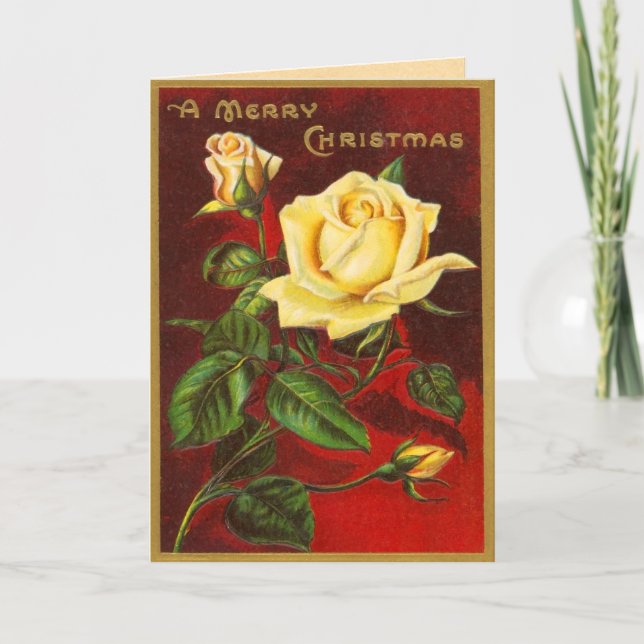 Cartão de Natal para Rosas de Vintage Raros (Frente)