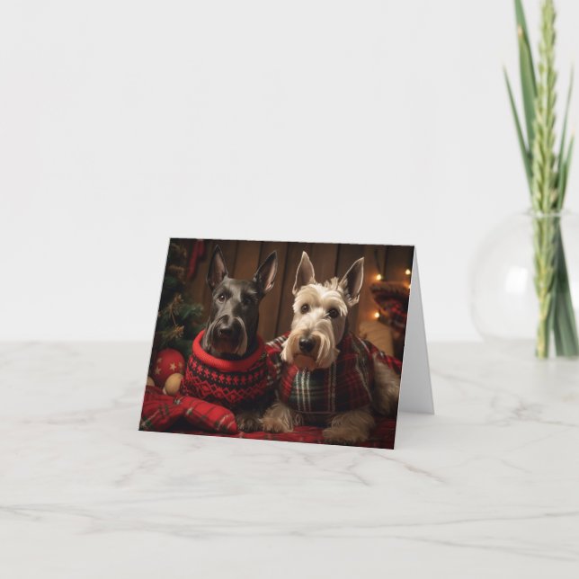 Cartão de Natal para Terriers Escocês (Frente)
